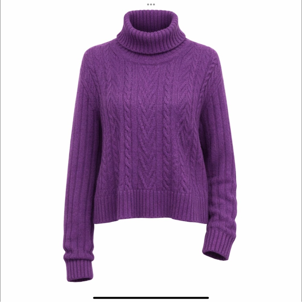 H&M Divided Purple Cable Knit Turtleneck Sweater M - Picture 2 of 16